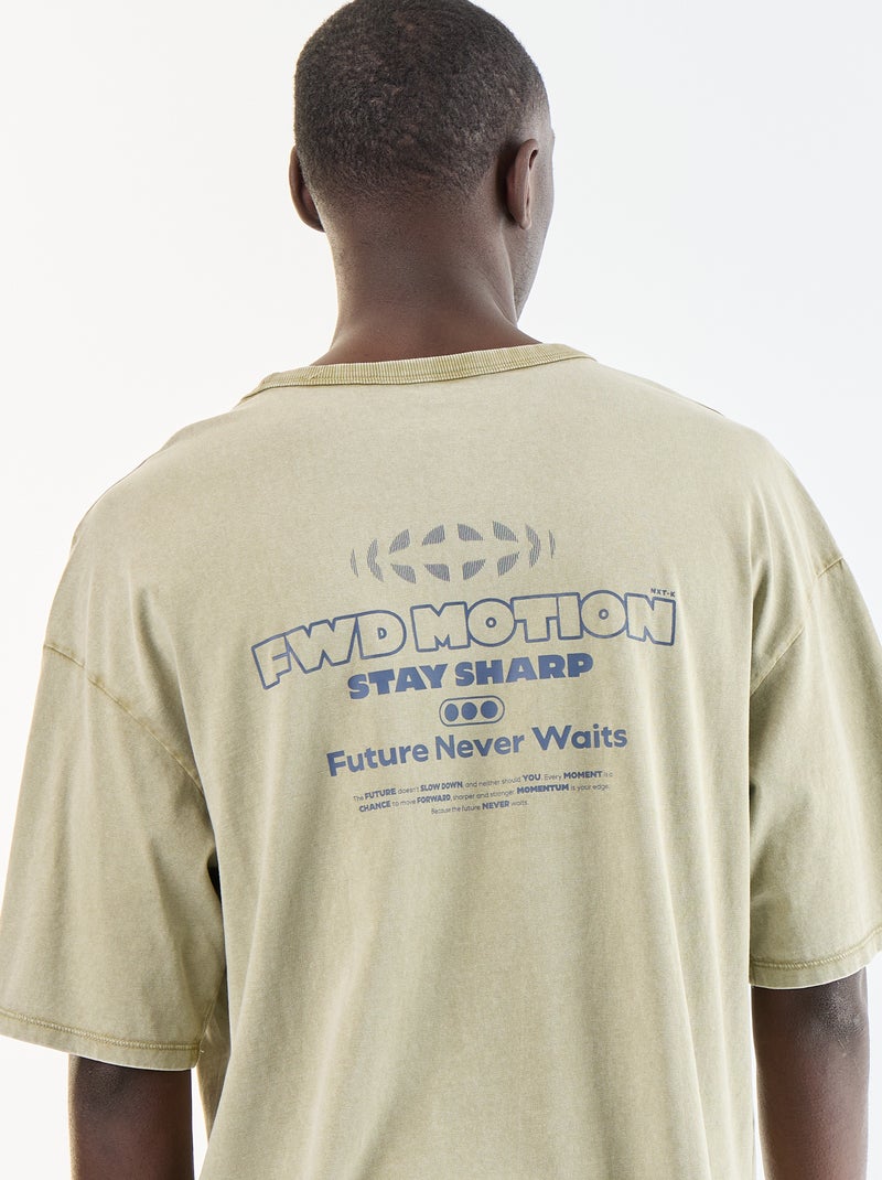 T-shirt met print en korte mouwen in vintage stijl Groen - Kiabi
