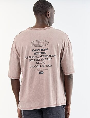 T-shirt met print en korte mouwen in vintage stijl