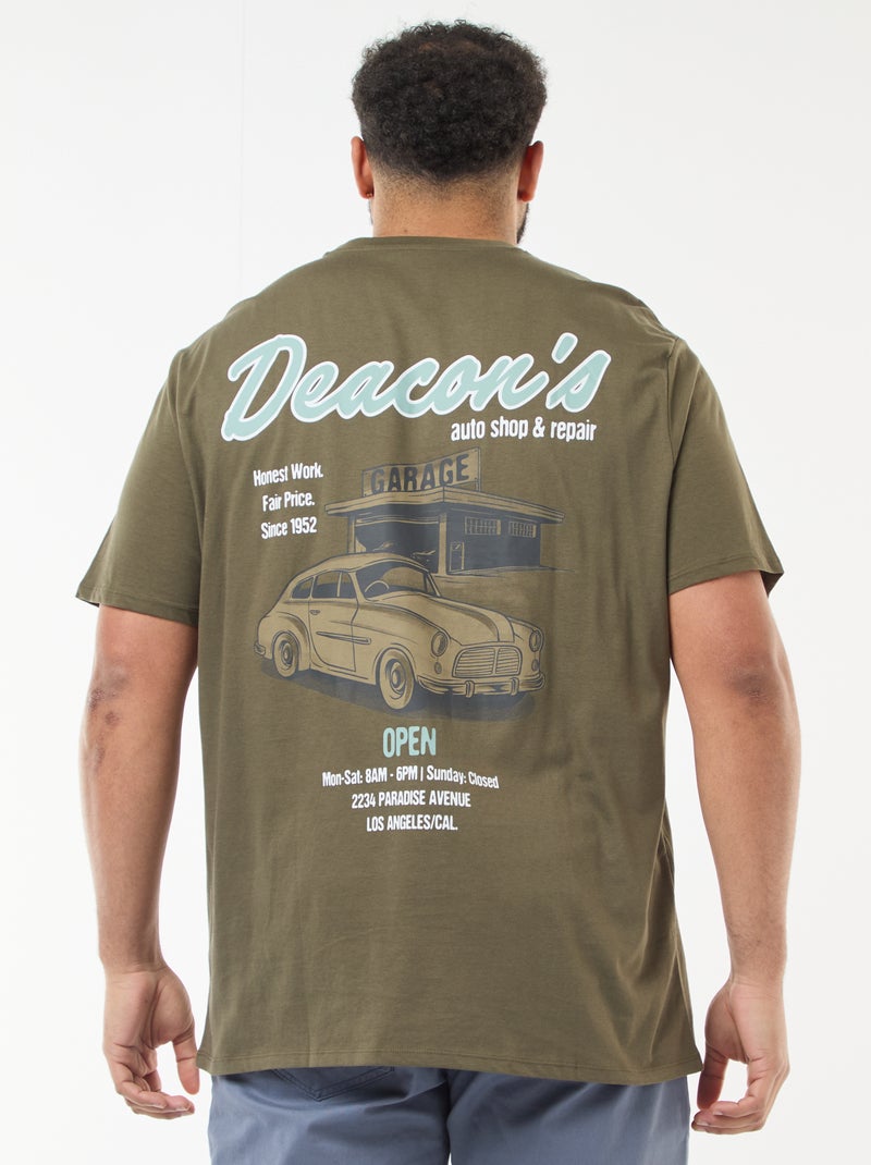 T-shirt met print en korte mouwen Kaki - Kiabi