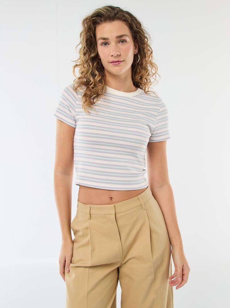 T-shirt met print en korte mouwen met motief Blauw - Kiabi