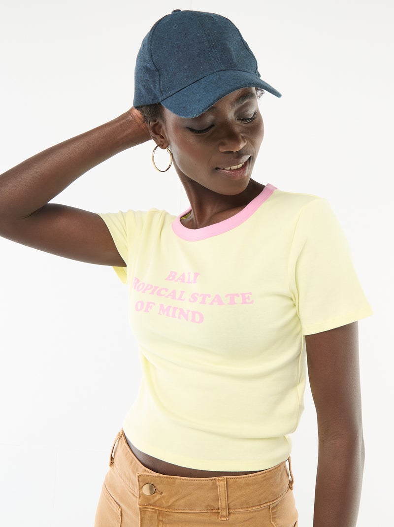 T-shirt met print en korte mouwen met motief Geel - Kiabi