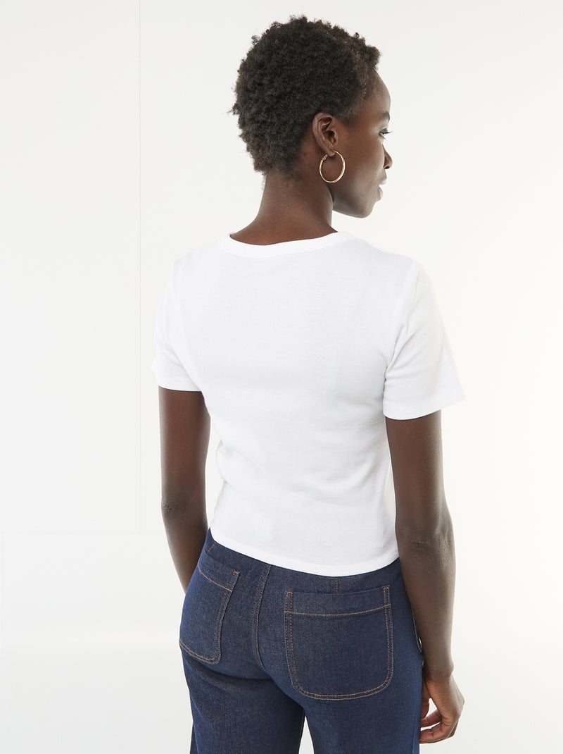 T-shirt met print en korte mouwen met motief Wit - Kiabi