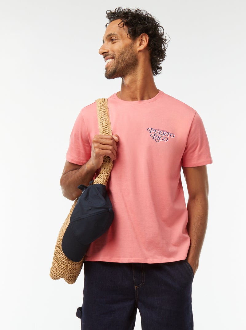 T-shirt met print en korte mouwen Rose - Kiabi