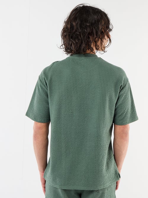 T-shirt met print en korte mouwen van gewafelde stof - Kiabi