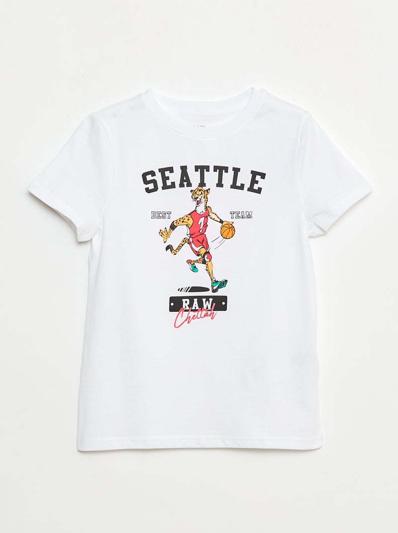 T-shirt met print en korte mouwen Wit - Kiabi