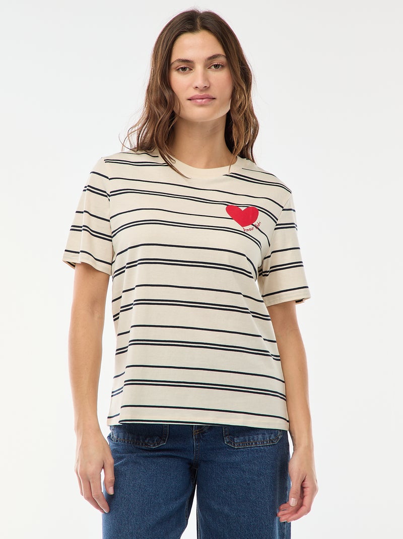 T-shirt met print en korte mouwen Wit - Kiabi