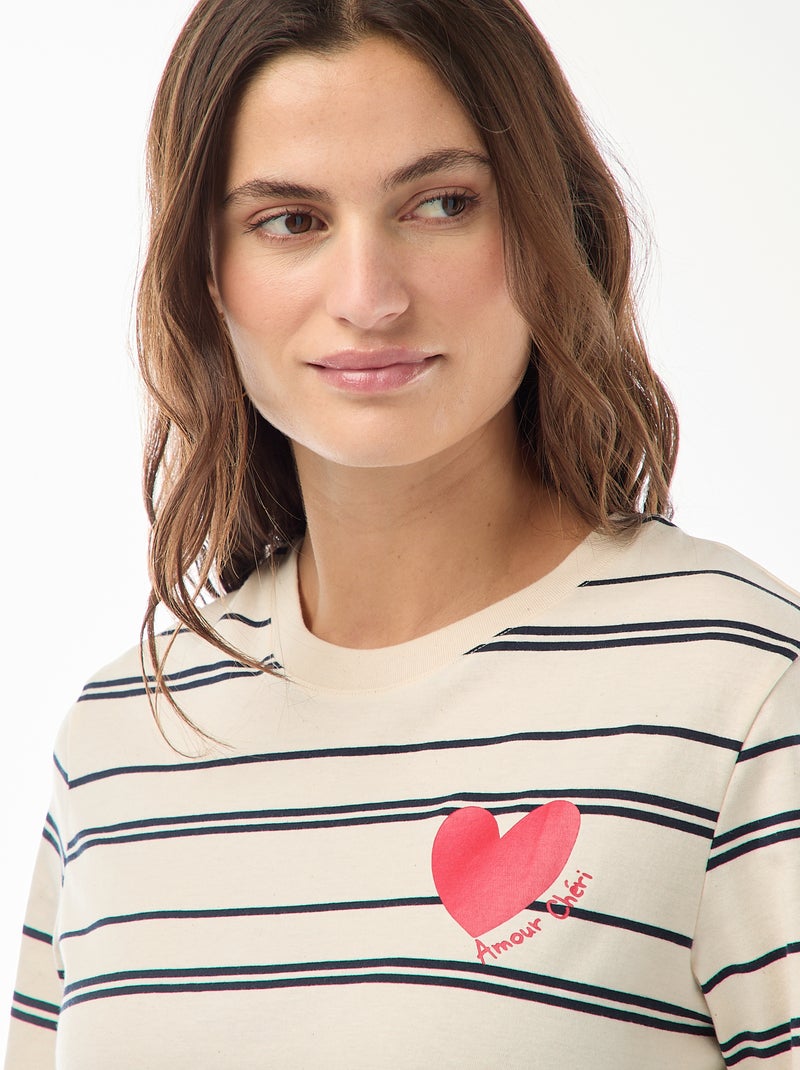 T-shirt met print en korte mouwen Wit - Kiabi