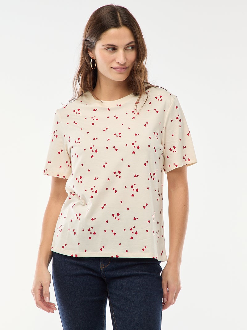 T-shirt met print en korte mouwen Wit - Kiabi