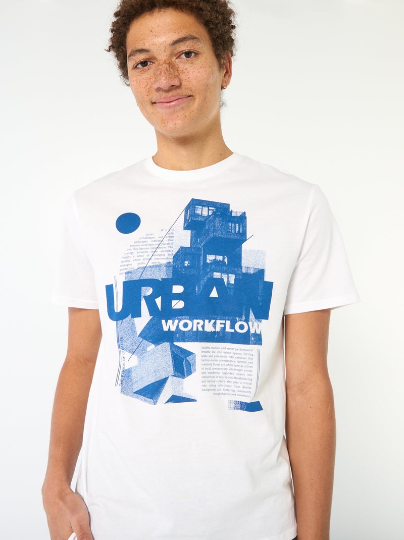 T-shirt met print en korte mouwen Wit - Kiabi