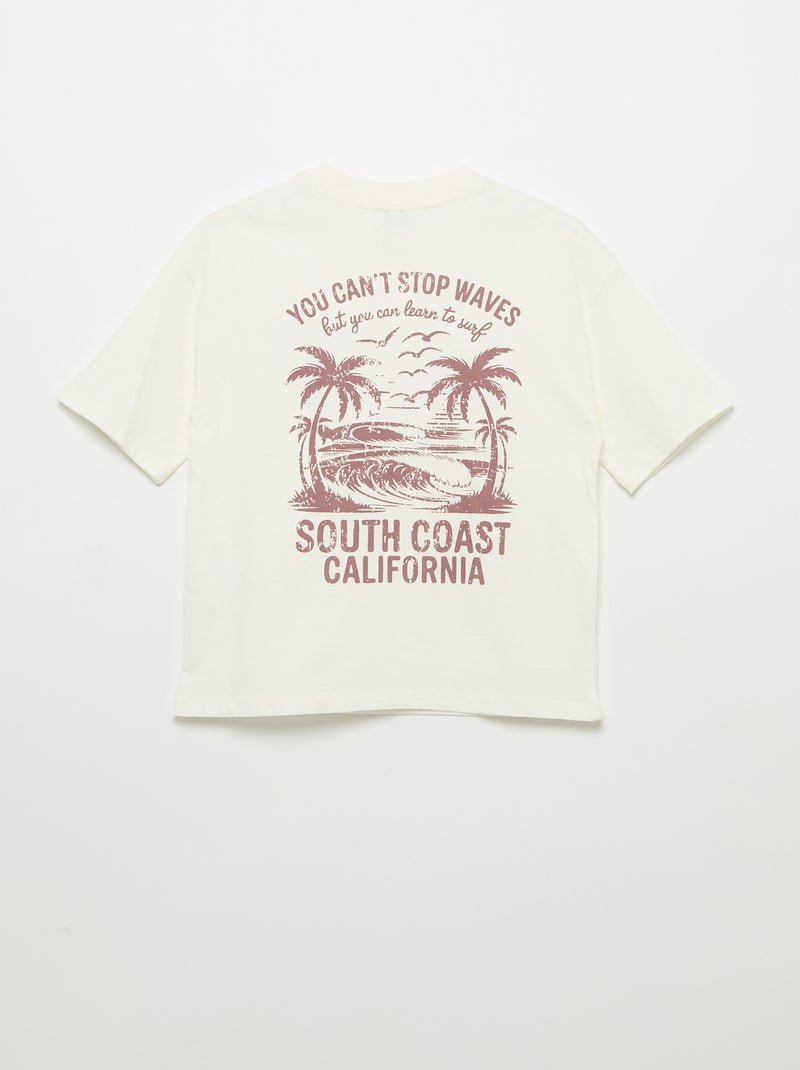 T-shirt met print en korte mouwen Wit - Kiabi