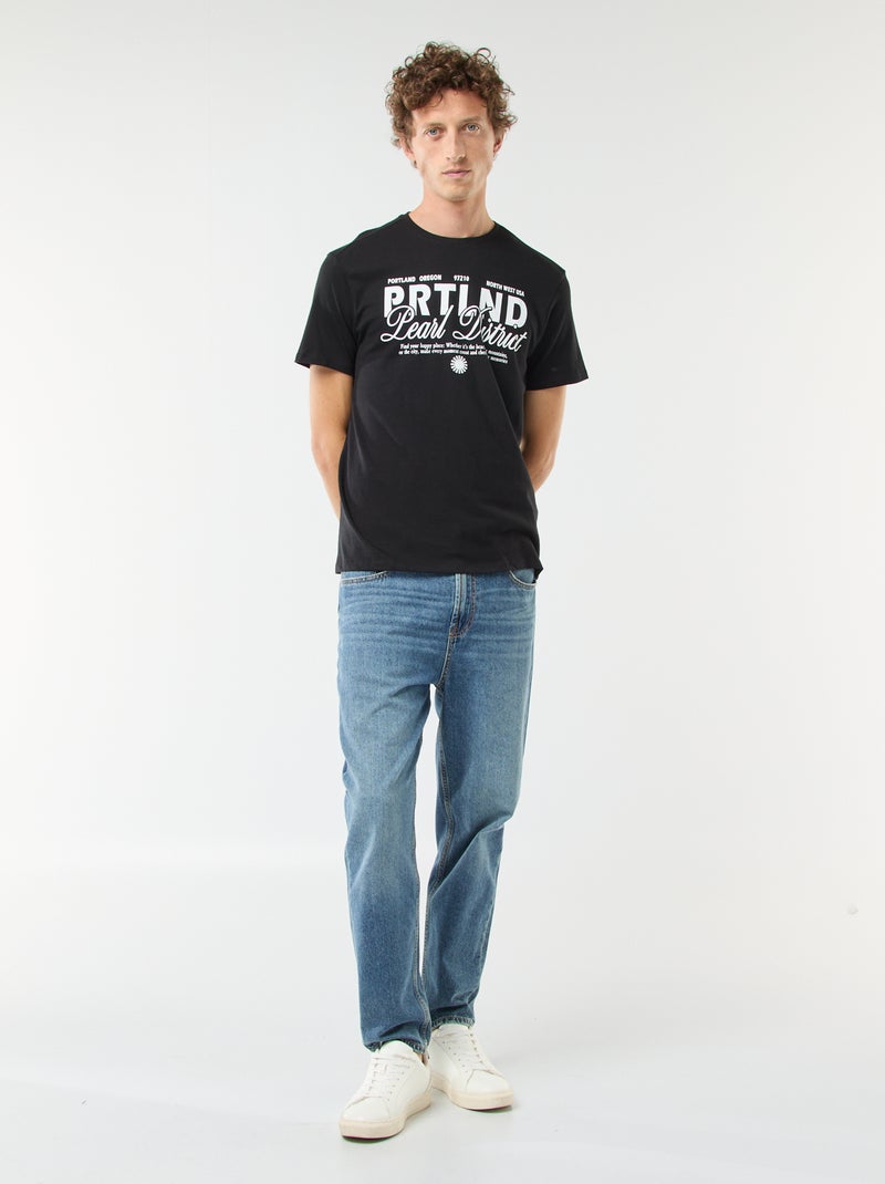 T-shirt met print en korte mouwen Zwart - Kiabi