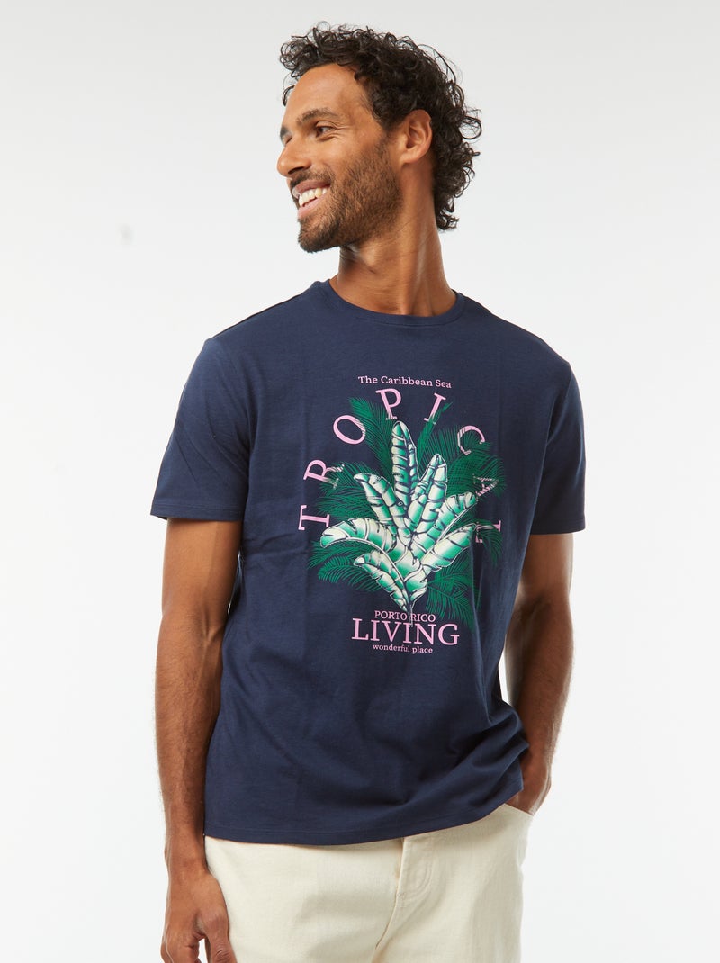 T-shirt met print en korte mouwen Zwart - Kiabi