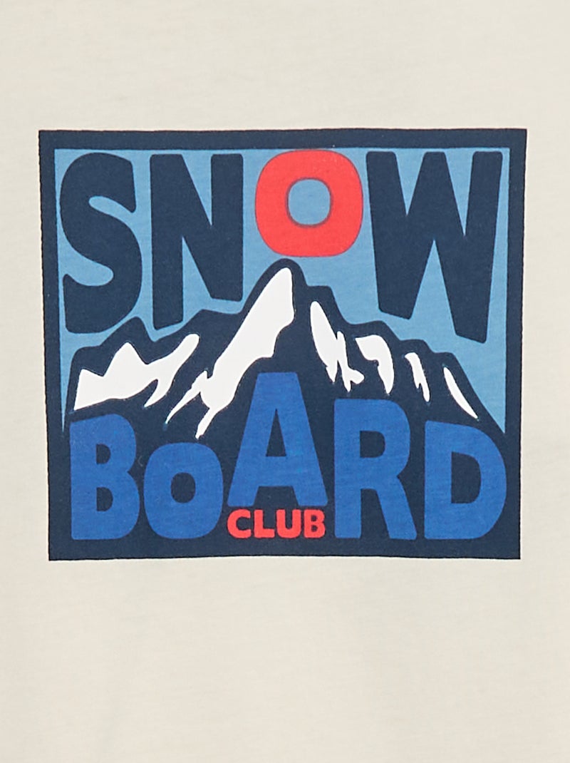 T-shirt met print en lange mouw Biege - Kiabi