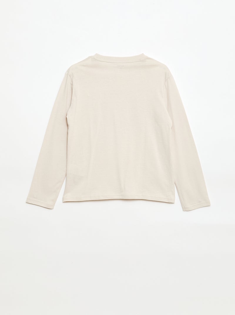 T-shirt met print en lange mouw Biege - Kiabi