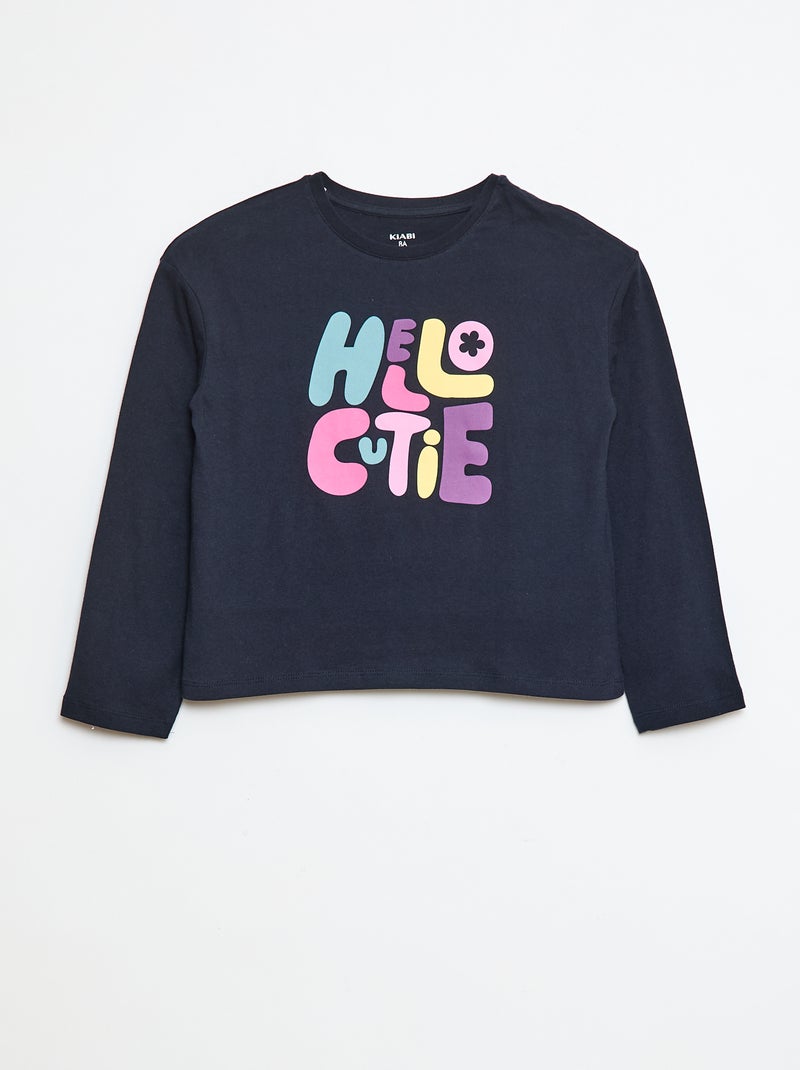 T-shirt met print en lange mouw Blauw - Kiabi