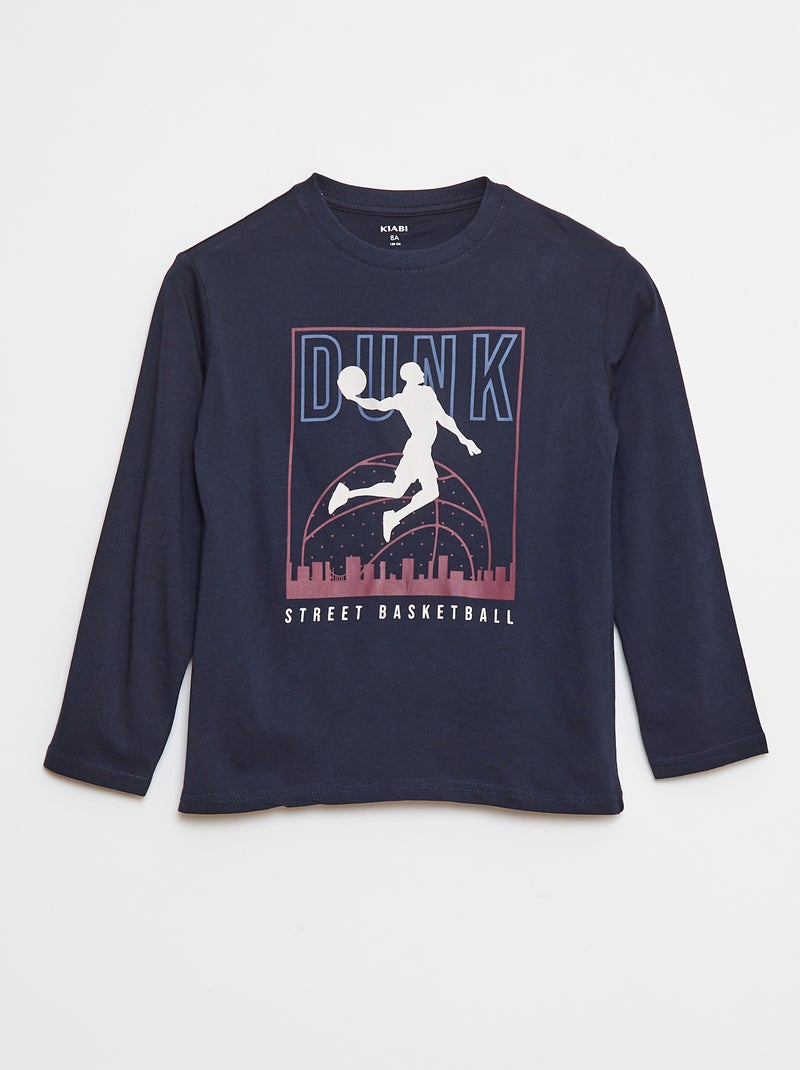 T-shirt met print en lange mouw Blauw - Kiabi