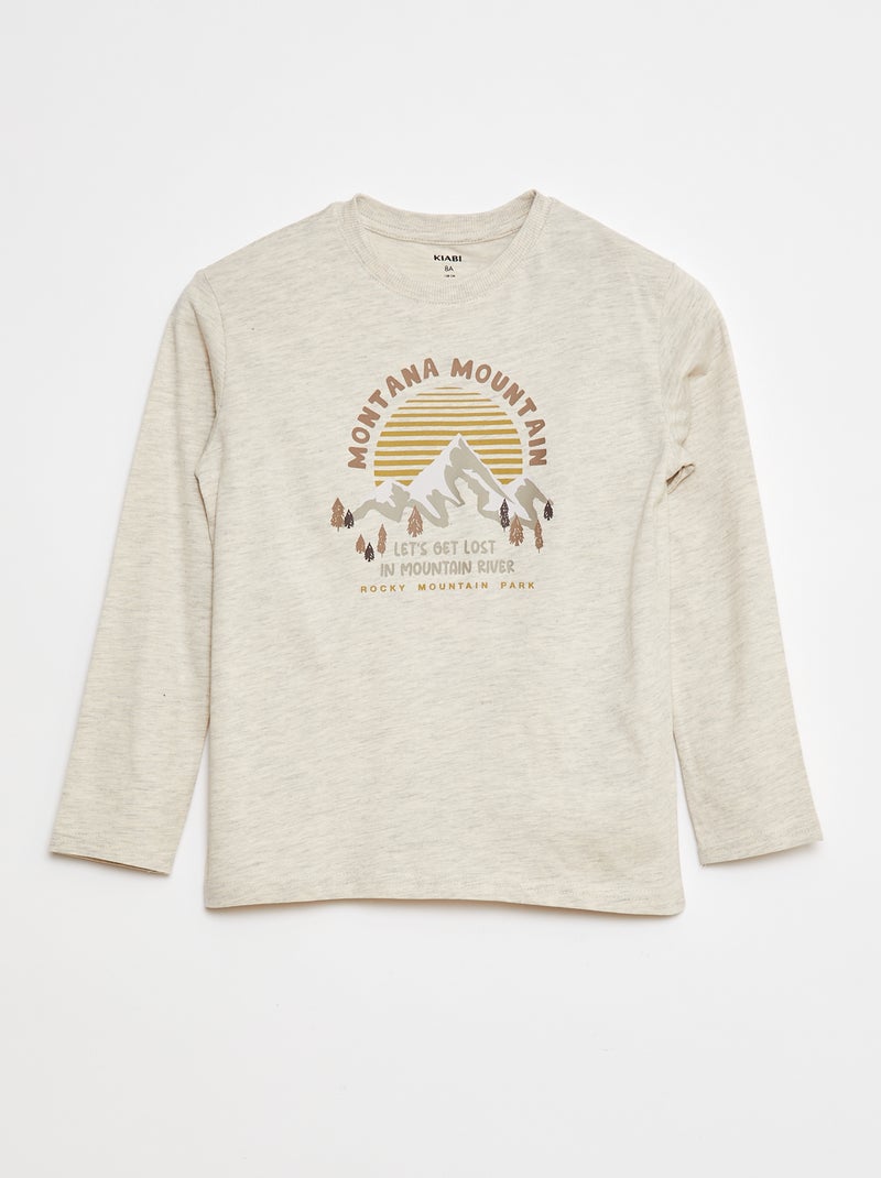 T-shirt met print en lange mouw Bruin - Kiabi