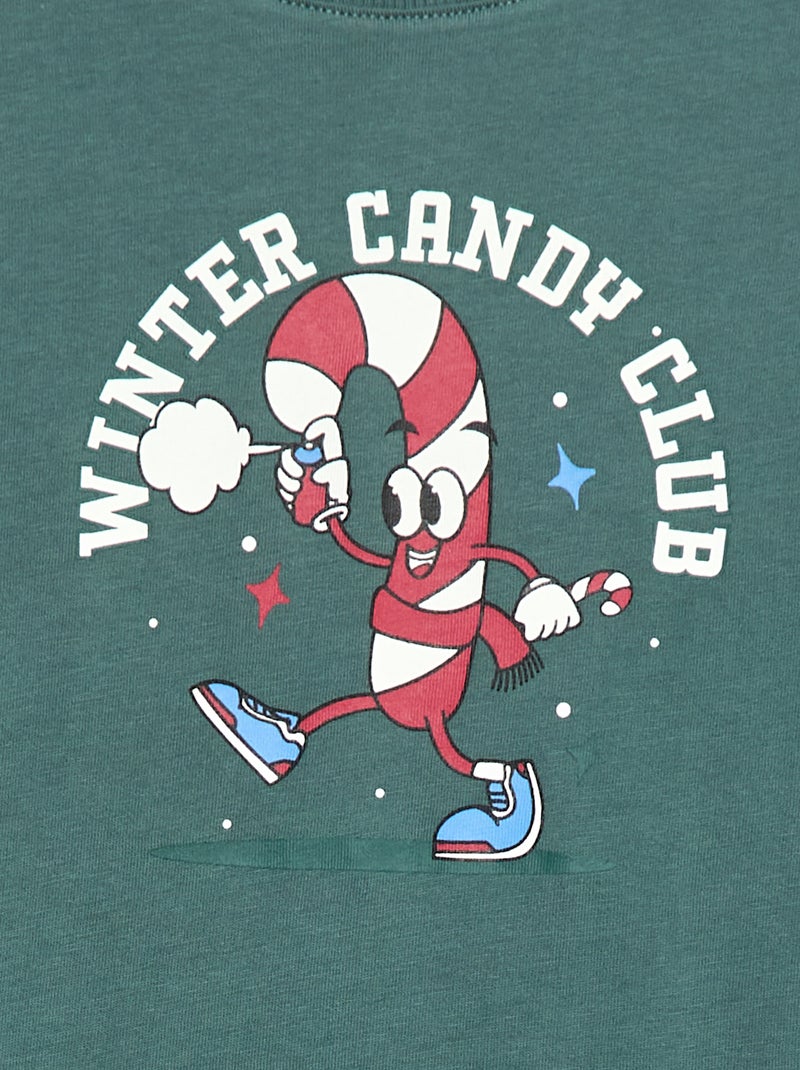 T-shirt met print en lange mouw Groen - Kiabi