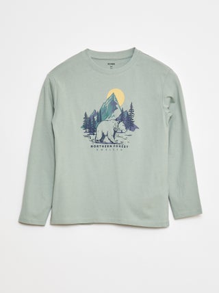 T-shirt met print en lange mouw