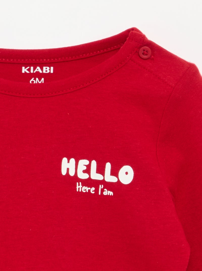 T-shirt met print en lange mouw Rood - Kiabi