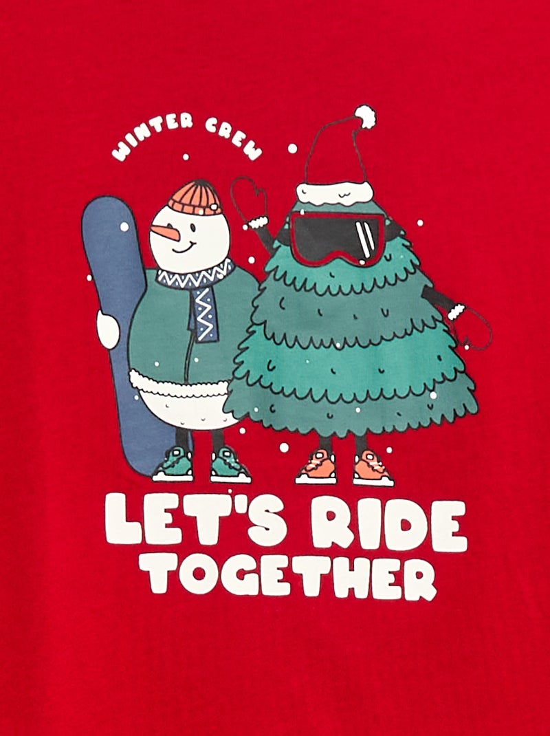 T-shirt met print en lange mouw Rood - Kiabi