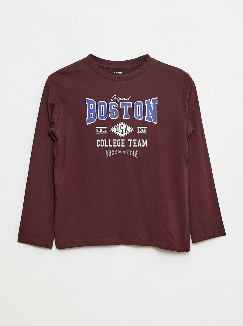 T-shirt met print en lange mouw Rood - Kiabi