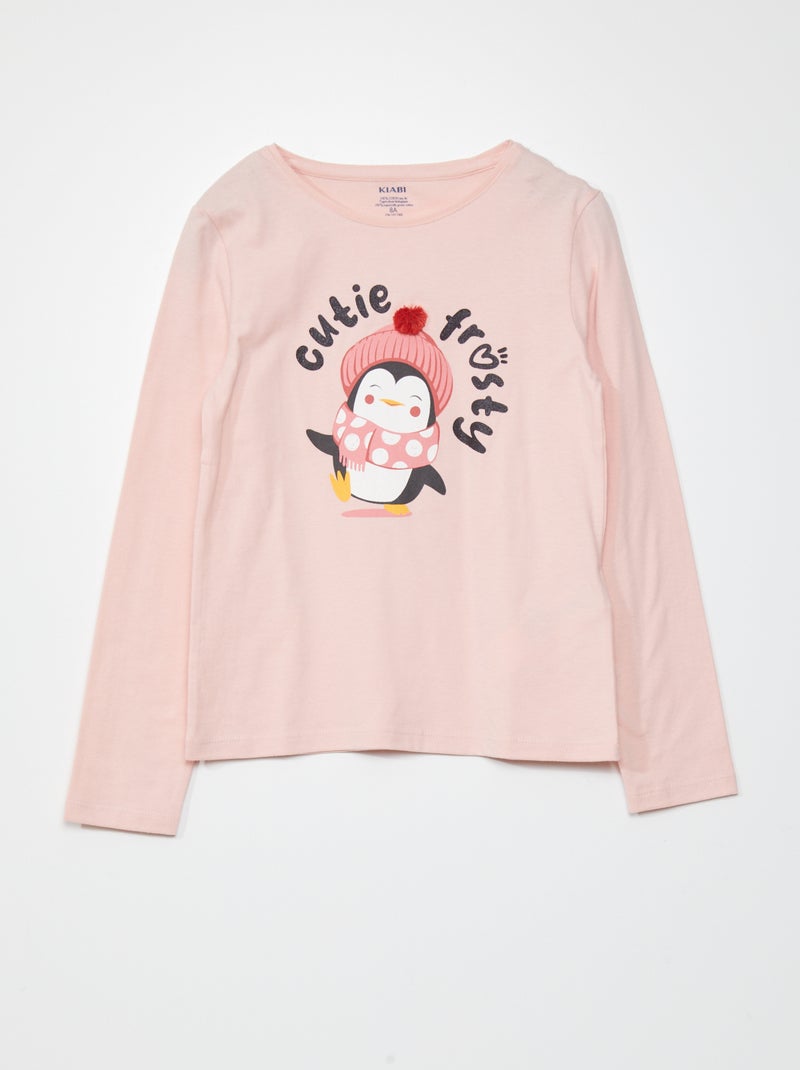 T-shirt met print en lange mouw ROSE - Kiabi