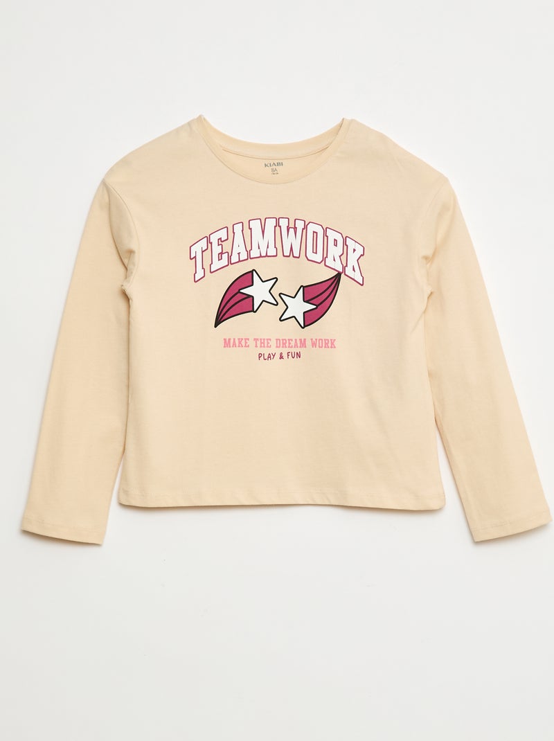 T-shirt met print en lange mouw Rose - Kiabi