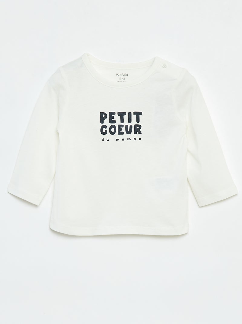 T-shirt met print en lange mouw Wit - Kiabi