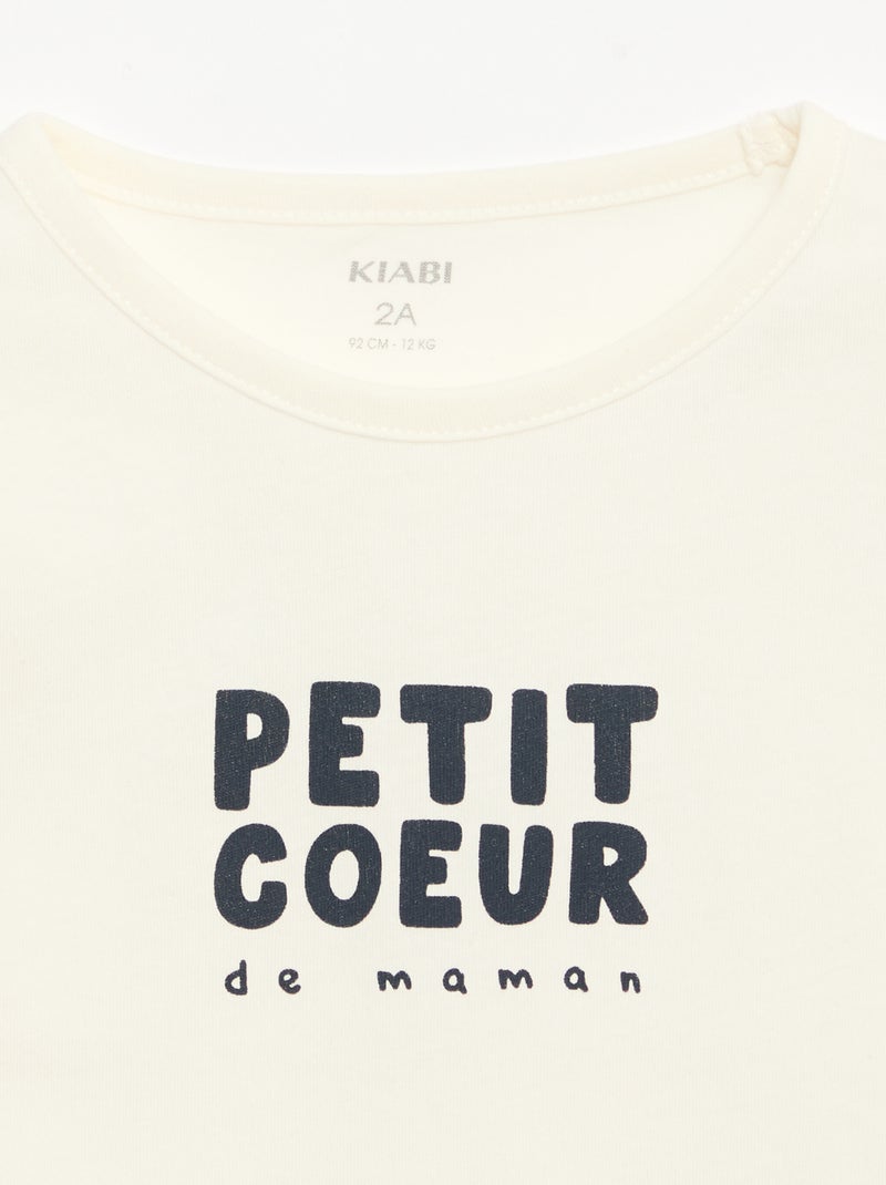 T-shirt met print en lange mouw Wit - Kiabi