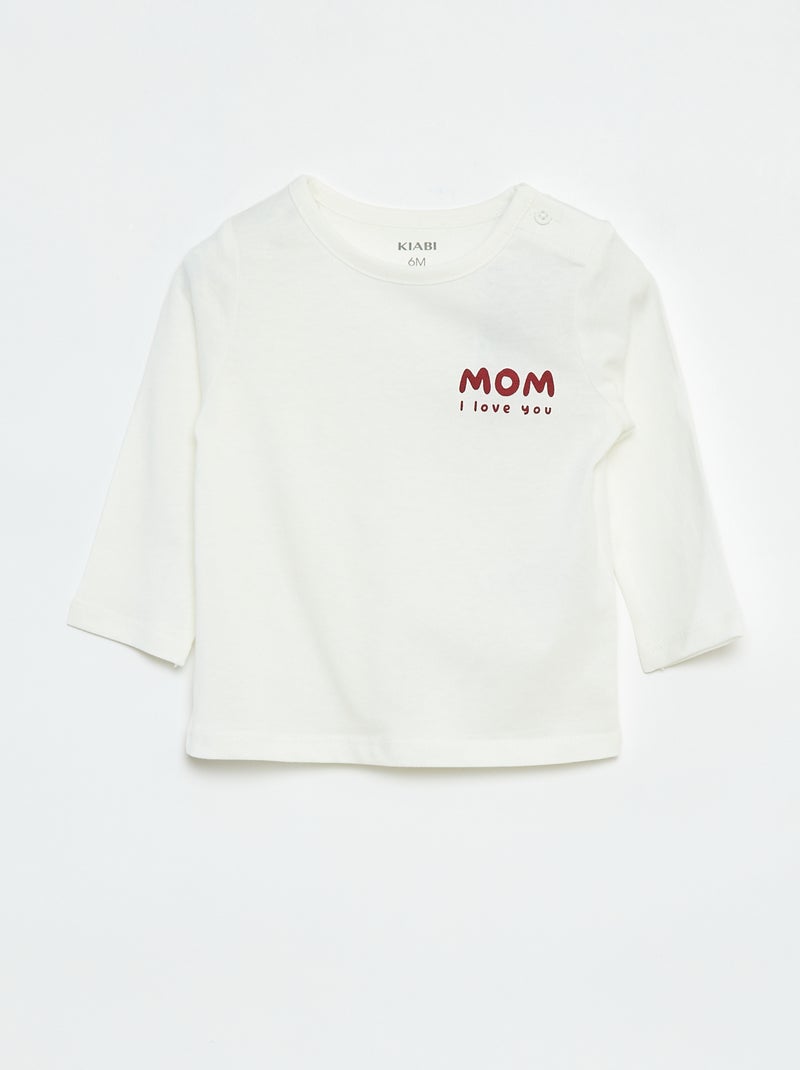 T-shirt met print en lange mouw Wit - Kiabi