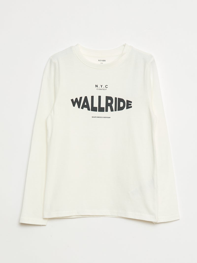 T-shirt met print en lange mouw Wit - Kiabi