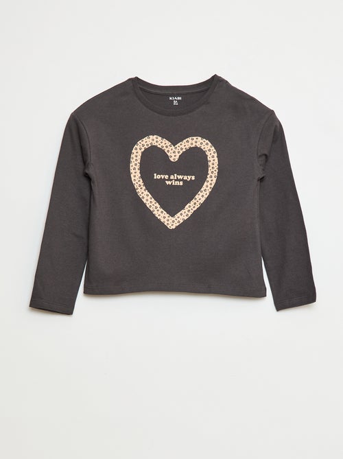 T-shirt met print en lange mouw - Kiabi