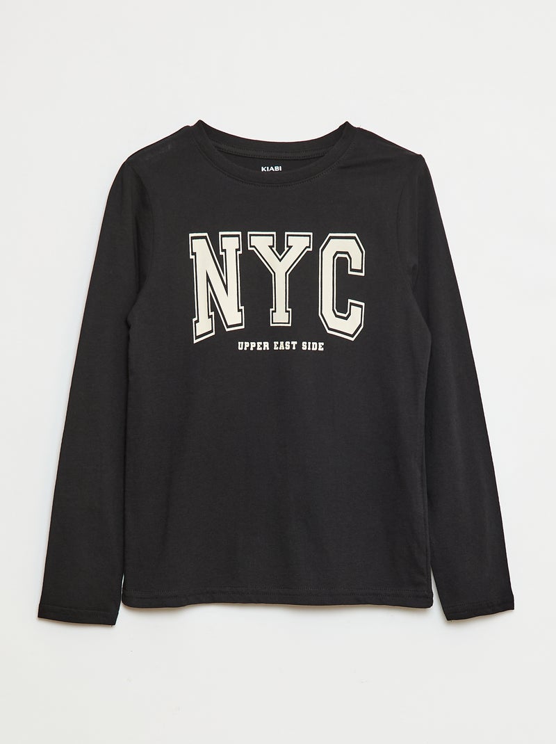 T-shirt met print en lange mouw Zwart - Kiabi