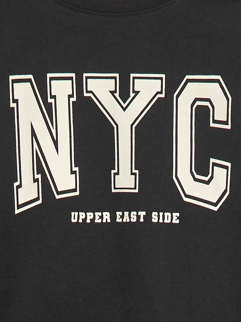 T-shirt met print en lange mouw Zwart - Kiabi