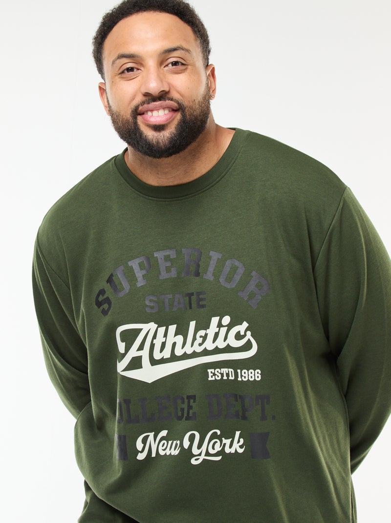 T-shirt met print en lange mouwen Kaki - Kiabi