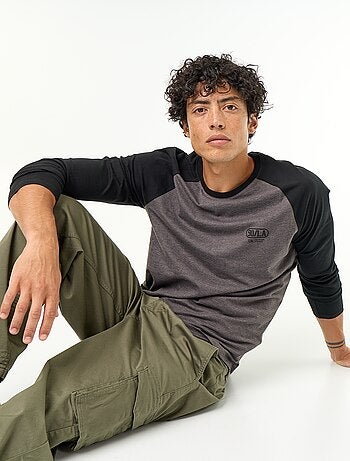 T-shirt met print en lange raglanmouwen