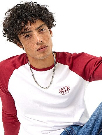 T-shirt met print en lange raglanmouwen