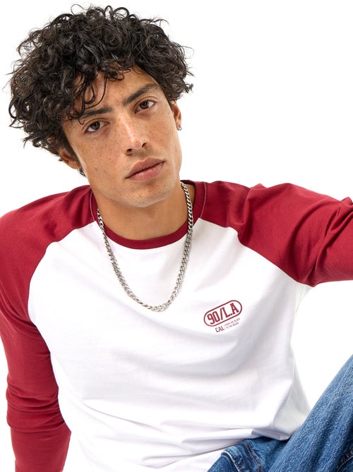 T-shirt met print en lange raglanmouwen - Kiabi