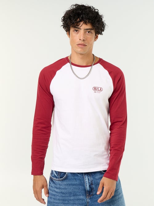 T-shirt met print en lange raglanmouwen - Kiabi