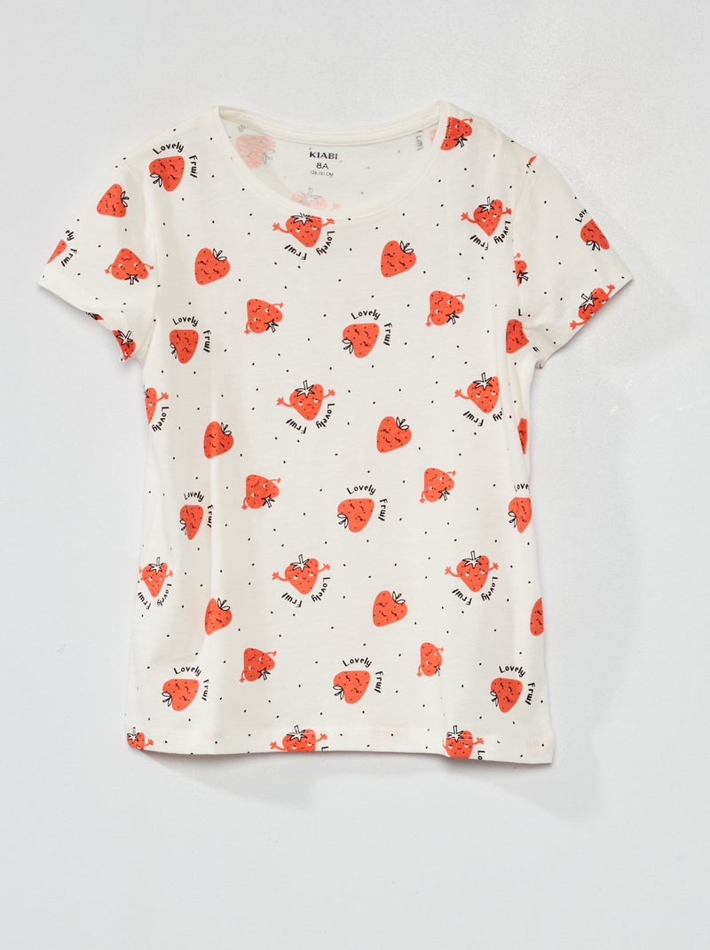 T-shirt met print en ronde hals BIEGE - Kiabi