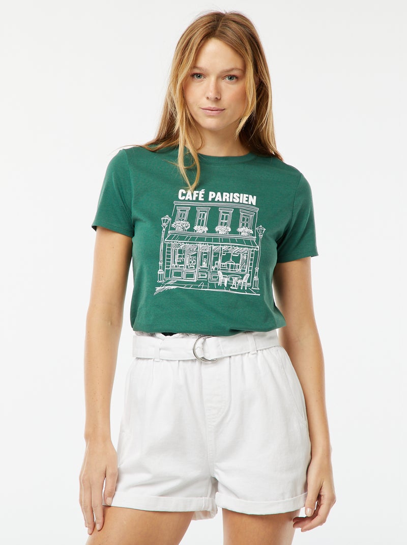 T-shirt met print Groen - Kiabi