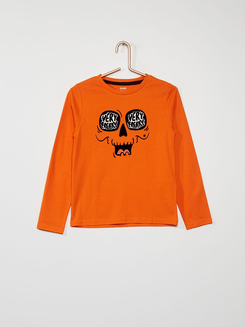 T-shirt met print 'Halloween' ORANJE - Kiabi