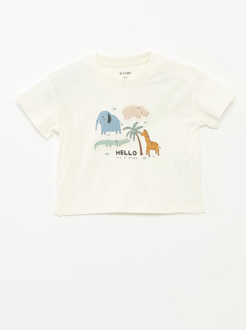 T-shirt met print in reliëf Wit - Kiabi