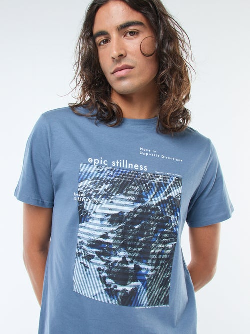 T-shirt met print, korte mouw en ronde hals - Kiabi