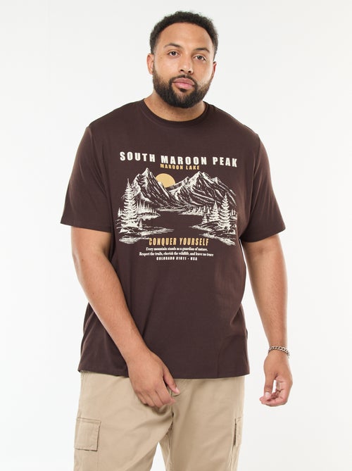 T-shirt met print, korte mouw en ronde hals - Kiabi