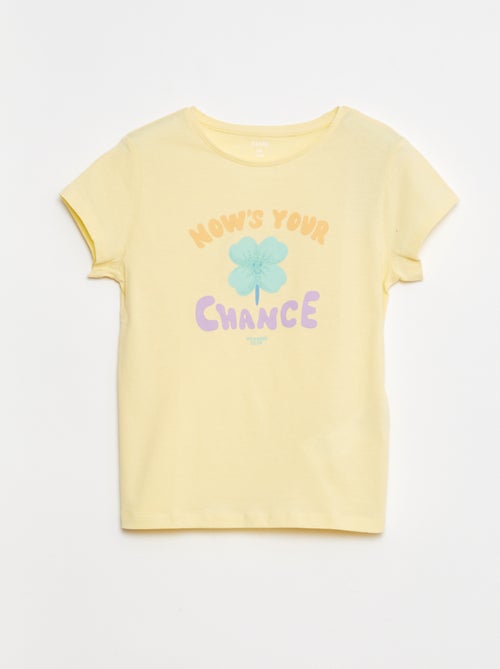 T-shirt met print, korte mouw en ronde hals - Kiabi