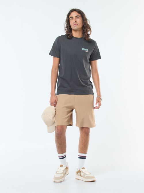 T-shirt met print, korte mouw en ronde hals - Kiabi