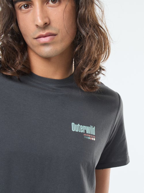 T-shirt met print, korte mouw en ronde hals - Kiabi