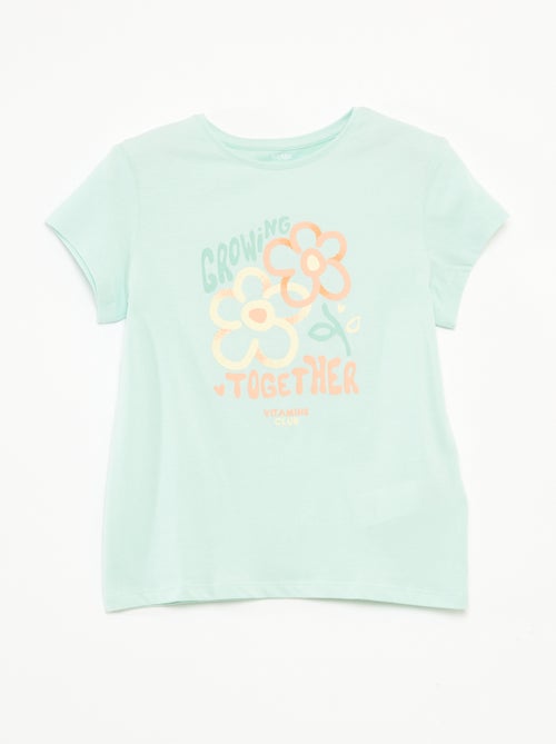 T-shirt met print, korte mouw en ronde hals - Kiabi